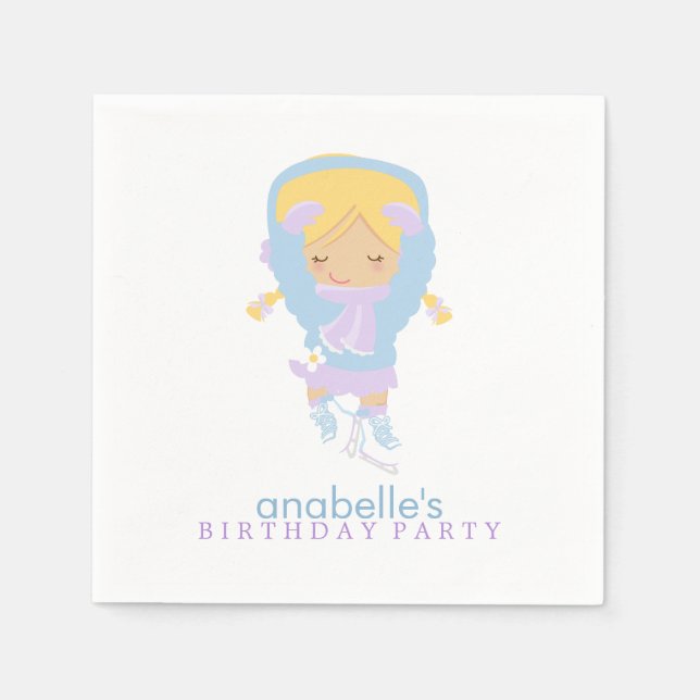Servilleta De Papel Fiesta de Cumpleaños del Chica Cuadrillo de Esquí (Anverso)