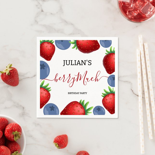 Servilleta De Papel Fiesta de cumpleaños del Chica de fresa y arándano (Subido por el creador)