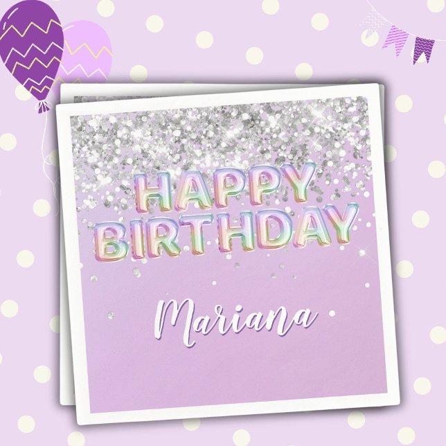 Servilleta De Papel Fiesta de cumpleaños del Chica del Purpurina del a (Subido por el creador)