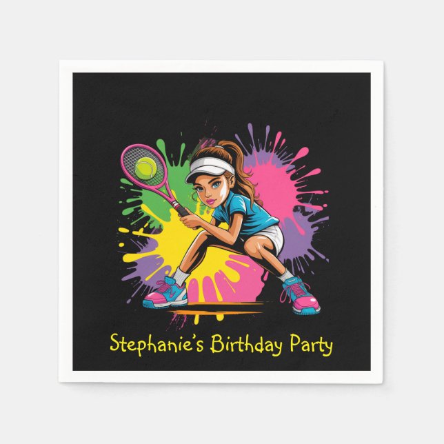 Servilleta De Papel Fiesta de cumpleaños del Chica Estrella de Tenis (Anverso)
