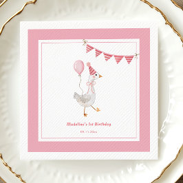 Servilleta De Papel Fiesta de cumpleaños del Chica rosa de Silly Goose