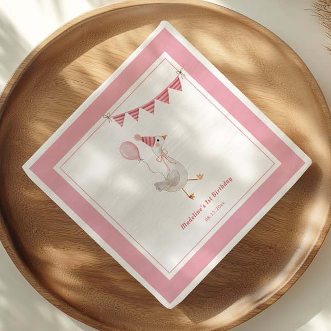 Servilleta De Papel Fiesta de cumpleaños del Chica rosa de Silly Goose (Subido por el creador)