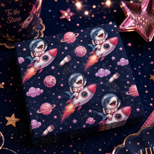 Servilleta De Papel Fiesta de Cumpleaños del Cohete Tiburón Espacial A (Subido por el creador)