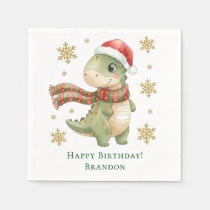 Servilleta De Papel Fiesta de cumpleaños del dinosaurio de Navidad