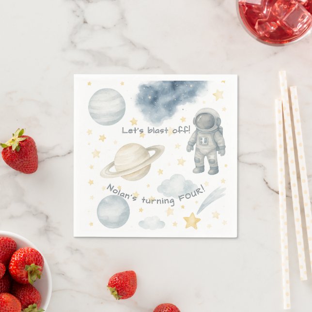 Servilleta De Papel Fiesta de cumpleaños del espacio cósmico | Cohetes (In situ)