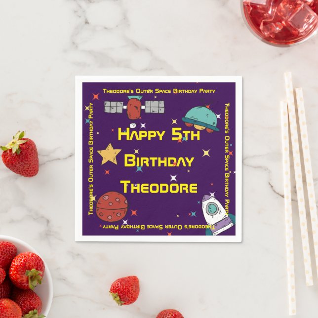 Servilleta De Papel Fiesta de cumpleaños del espacio ultraterrestre (In situ)