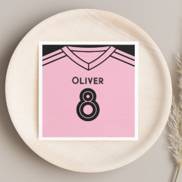 Servilleta De Papel Fiesta de cumpleaños del fútbol rosado y negro de 