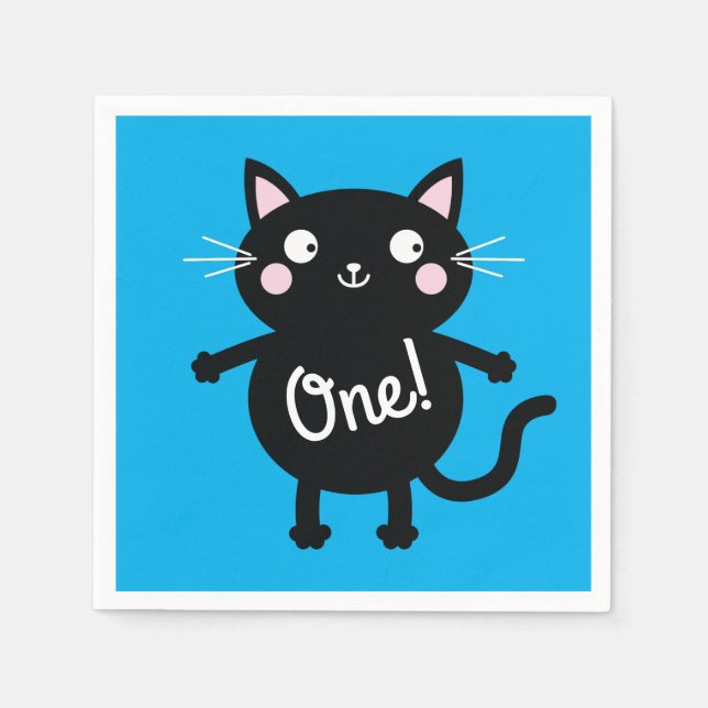 Servilleta De Papel Fiesta de cumpleaños del gato (Anverso)