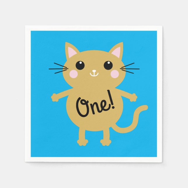 Servilleta De Papel Fiesta de cumpleaños del gato (Anverso)