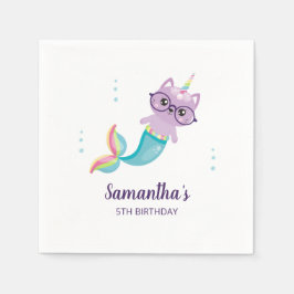 Servilleta De Papel Fiesta de cumpleaños del gato de la sirena Unicorn