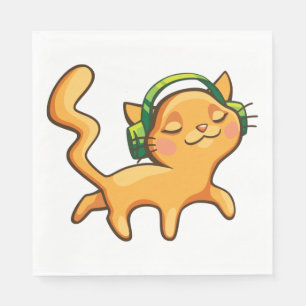 Servilleta De Papel Fiesta de cumpleaños del gato naranja amante de la