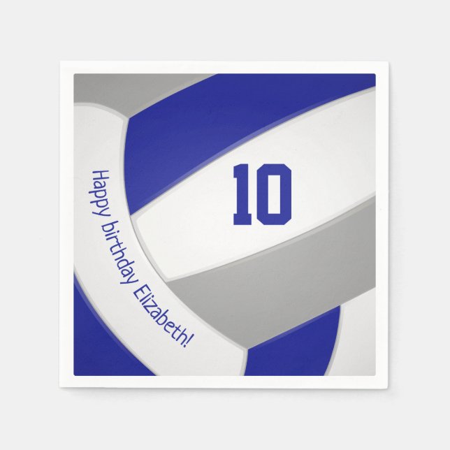 Servilleta De Papel fiesta de cumpleaños del jugador de voleibol gris  (Anverso)