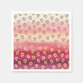 Servilleta De Papel Fiesta de cumpleaños del leopardo rosa y de oro