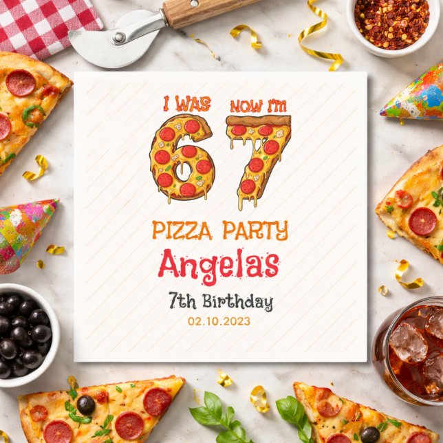 Servilleta De Papel Fiesta de Cumpleaños del Moderno Slice Slice Boy S (Modern Slice Slice Boy Six Seven Birthday Party Napkins)