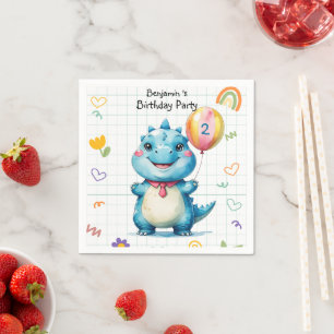 Servilleta De Papel fiesta de cumpleaños del niño con globo de dinosau