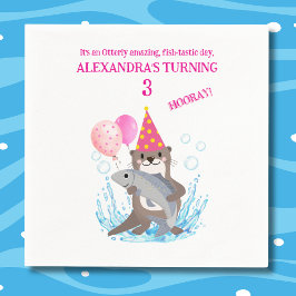 Servilleta De Papel Fiesta de cumpleaños del Otter de Chica Rosa