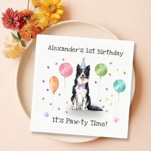 Servilleta De Papel Fiesta de cumpleaños del perro de la collie de la
