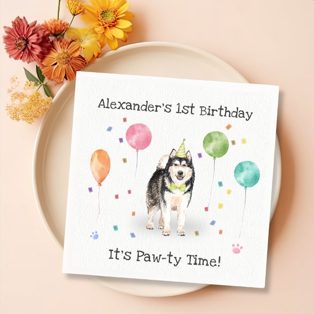 Servilleta De Papel Fiesta de cumpleaños del perro de Malamute (Subido por el creador)