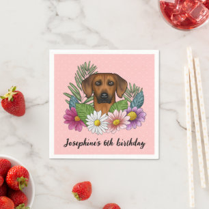 Servilleta De Papel Fiesta de cumpleaños del perro Ridgeback de Rodesi