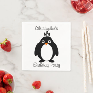 Servilleta De Papel Fiesta de cumpleaños del pingüino personalizado