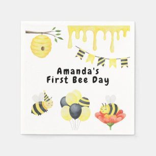 Servilleta De Papel Fiesta de cumpleaños del primer día de la abeja co