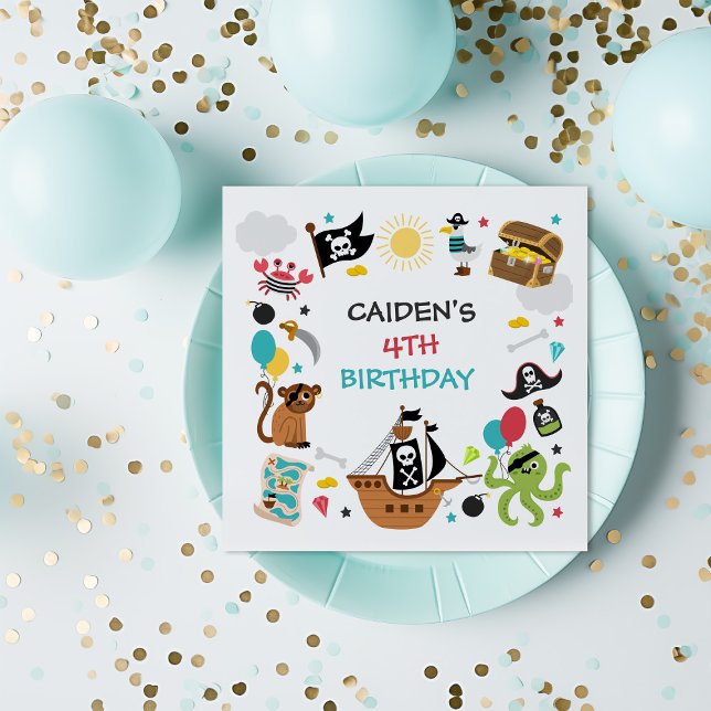 Servilleta De Papel Fiesta de cumpleaños del Tesoro de Barcos Piratas (Subido por el creador)