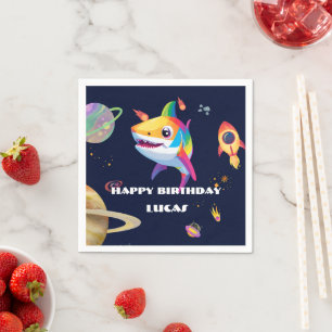 Servilleta De Papel Fiesta de cumpleaños del tiburón de la galaxia del
