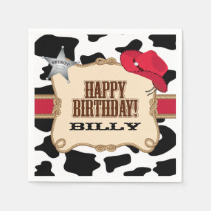 Servilleta De Papel Fiesta de cumpleaños del vaquero, servilletas de