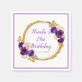 Servilleta De Papel Fiesta de cumpleaños elegante de flores oscuras mo