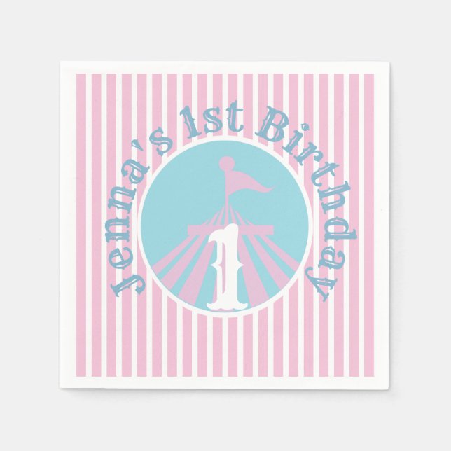 Servilleta De Papel Fiesta de cumpleaños en el Gran Circo para niñas d (Anverso)