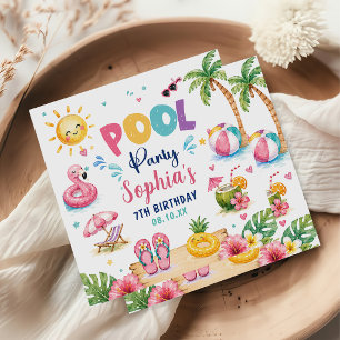 Servilleta De Papel Fiesta de cumpleaños en la piscina Tropical Splish