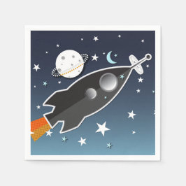 Servilleta De Papel Fiesta de Cumpleaños Espacial Cohete Despegue