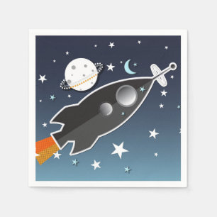 Servilleta De Papel Fiesta de Cumpleaños Espacial Cohete Despegue