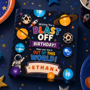 Servilleta De Papel Fiesta de Cumpleaños Espacial Personalizada con De