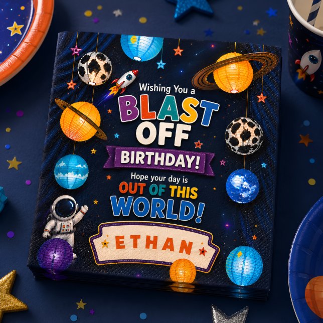 Servilleta De Papel Fiesta de Cumpleaños Espacial Personalizada con De (Subido por el creador)