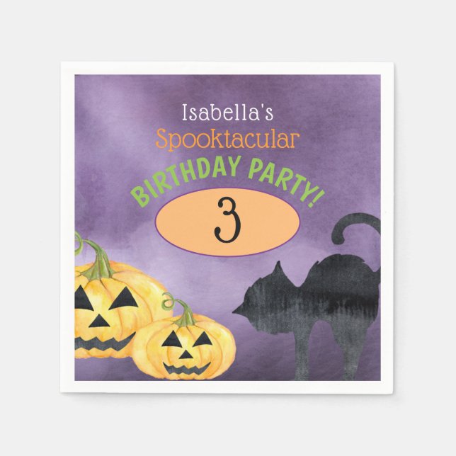 Servilleta De Papel Fiesta de Cumpleaños Espeluznante de Halloween (Anverso)