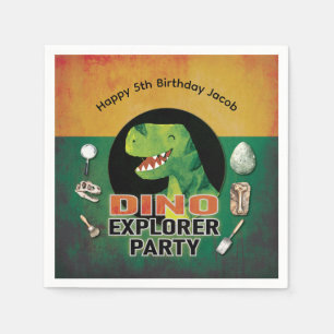 Servilleta De Papel Fiesta de Cumpleaños Explorador de Dinosaurios Din
