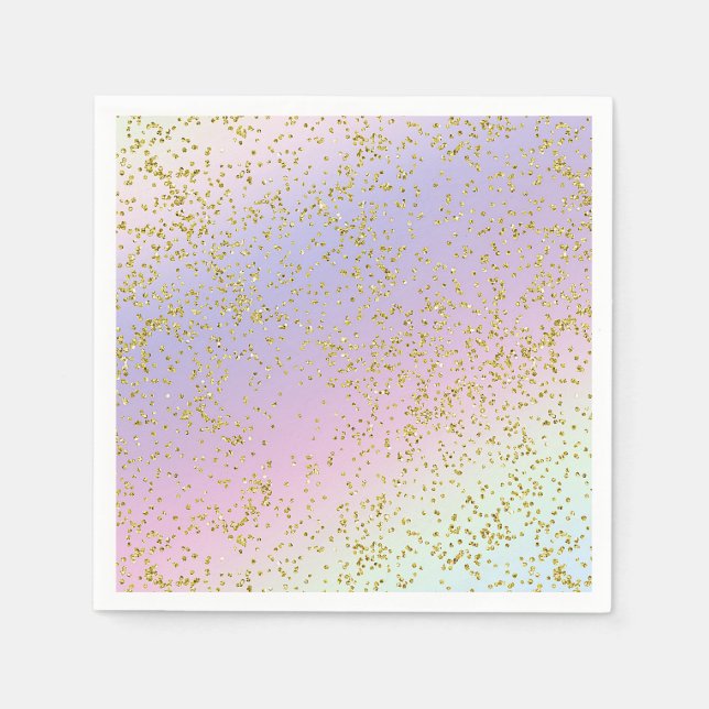 Servilleta De Papel Fiesta de Cumpleaños Fantasía Glitter Dorado Paste (Anverso)