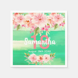 Servilleta De Papel Fiesta de cumpleaños floraciones de color rosa de 