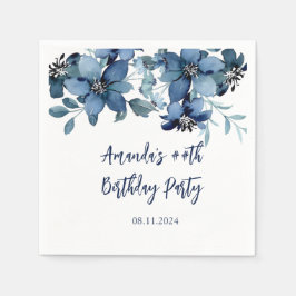 Servilleta De Papel Fiesta de cumpleaños floral azul moderno