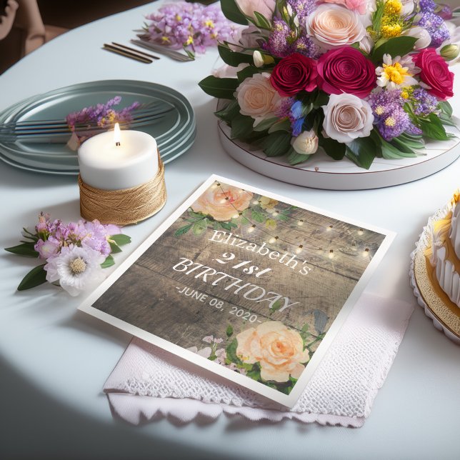 Servilleta De Papel Fiesta de Cumpleaños Flores Rústicas de Madera Ilu (Subido por el creador)