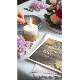 Servilleta De Papel Fiesta de Cumpleaños Flores Rústicas de Madera Ilu