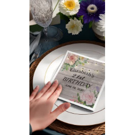 Servilleta De Papel Fiesta de Cumpleaños Flores Rústicas de Madera Ilu