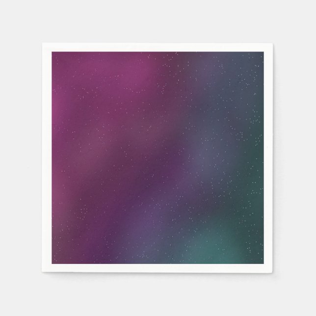 Servilleta De Papel Fiesta de Cumpleaños Galaxia Cielo Morado Azul (Anverso)