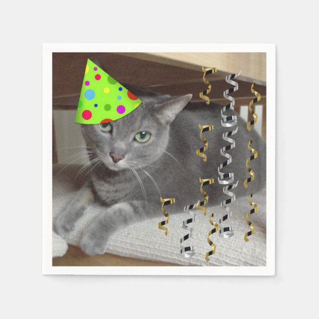 Servilleta De Papel Fiesta de cumpleaños Gato azul ruso (Anverso)