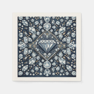 Servilleta De Papel Fiesta de Cumpleaños Glam Bling Denim & Diamonds