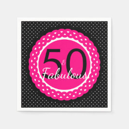 Servilleta De Papel Fiesta de cumpleaños Hot Pink y Black 50 & Fabulos