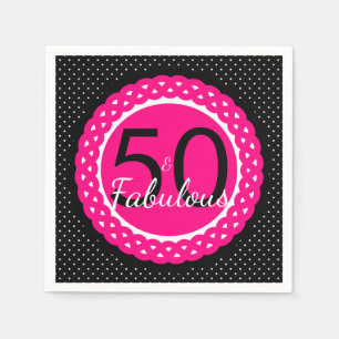 Servilleta De Papel Fiesta de cumpleaños Hot Pink y Black 50 & Fabulos