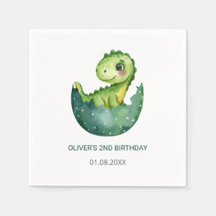 Servilleta De Papel Fiesta de Cumpleaños Infantil Acuarela Dinosaurio 