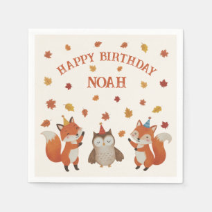 Servilleta De Papel Fiesta de Cumpleaños Infantil Otoño Bosque de Zorr